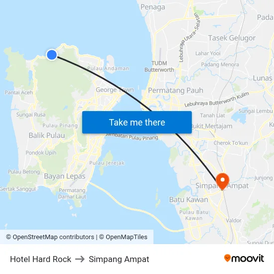 Hotel Hard Rock to Simpang Ampat map