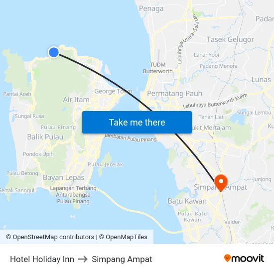 Hotel Holiday Inn to Simpang Ampat map