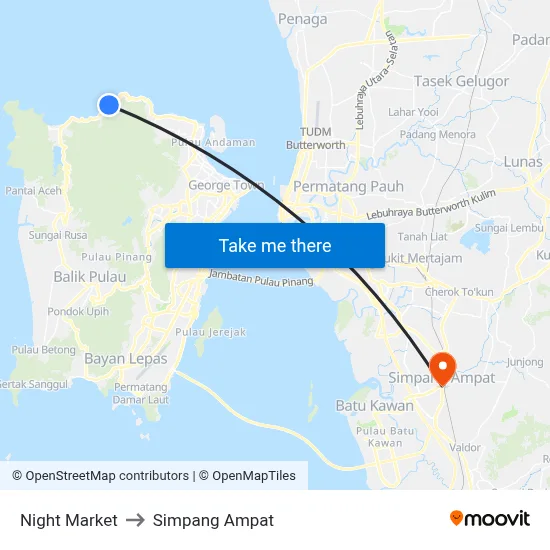 Night Market to Simpang Ampat map