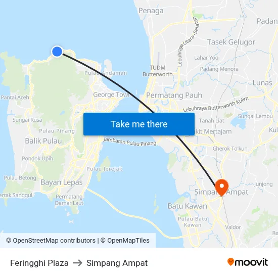 Feringghi Plaza to Simpang Ampat map