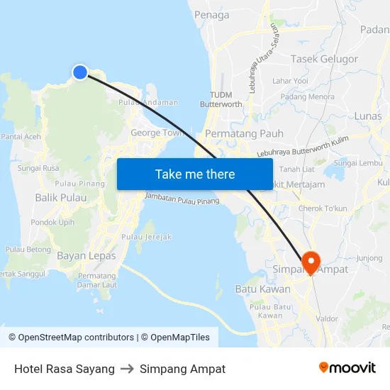 Hotel Rasa Sayang to Simpang Ampat map
