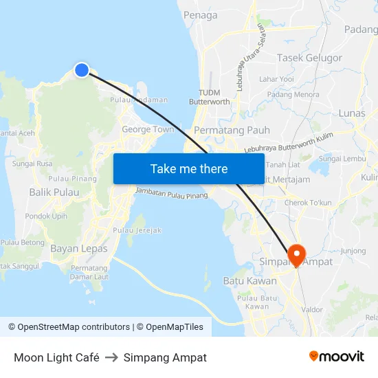 Moon Light Café to Simpang Ampat map