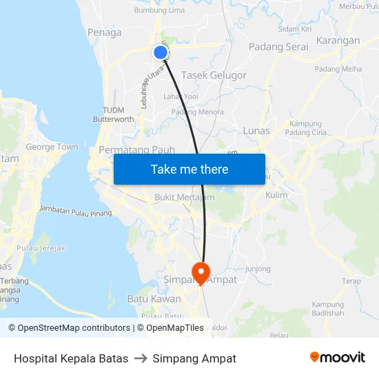 Hospital Kepala Batas to Simpang Ampat map