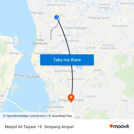 Masjid At-Taqwa to Simpang Ampat map