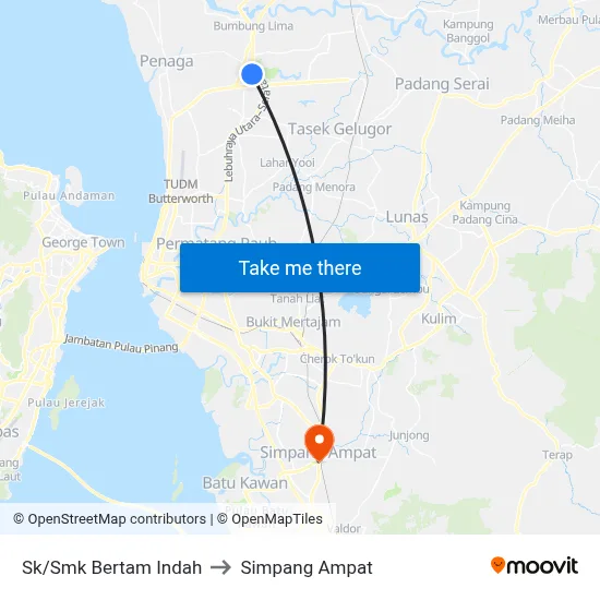 Sk/Smk Bertam Indah to Simpang Ampat map