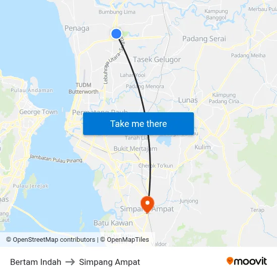 Bertam Indah to Simpang Ampat map