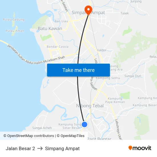 Jalan Besar 2 to Simpang Ampat map