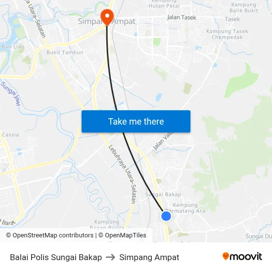 Balai Polis Sungai Bakap to Simpang Ampat map