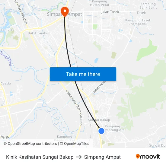 Kinik Kesihatan Sungai Bakap to Simpang Ampat map