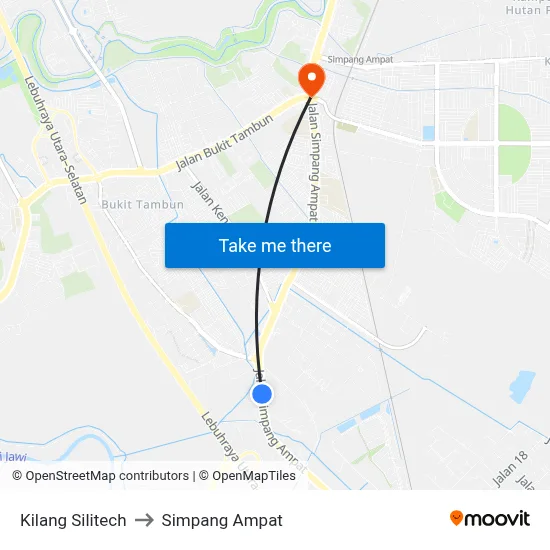 Kilang Silitech to Simpang Ampat map