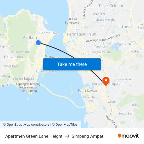 Apartmen Green Lane Height to Simpang Ampat map