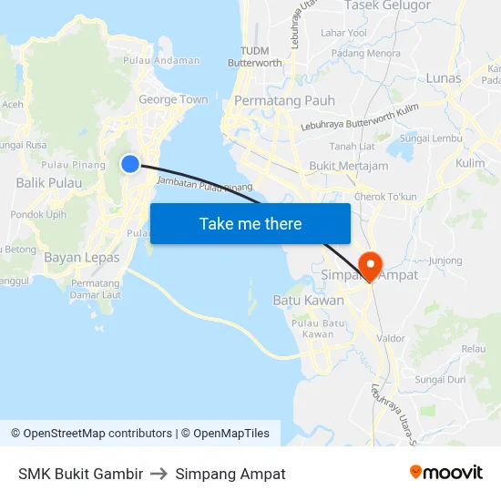 SMK Bukit Gambir to Simpang Ampat map