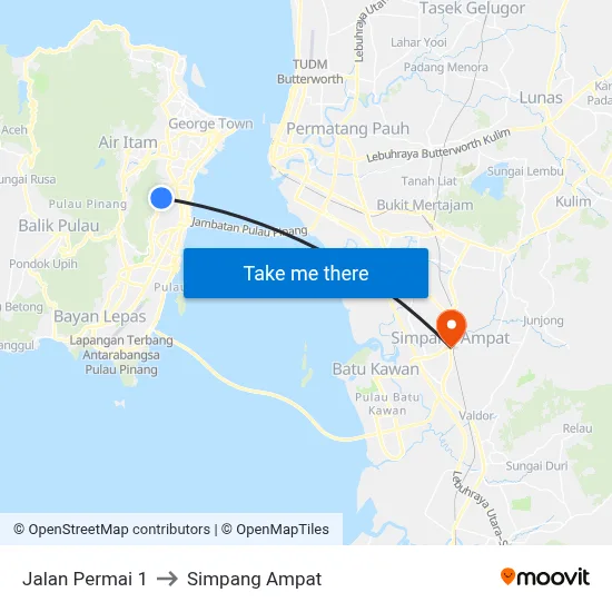 Jalan Permai 1 to Simpang Ampat map