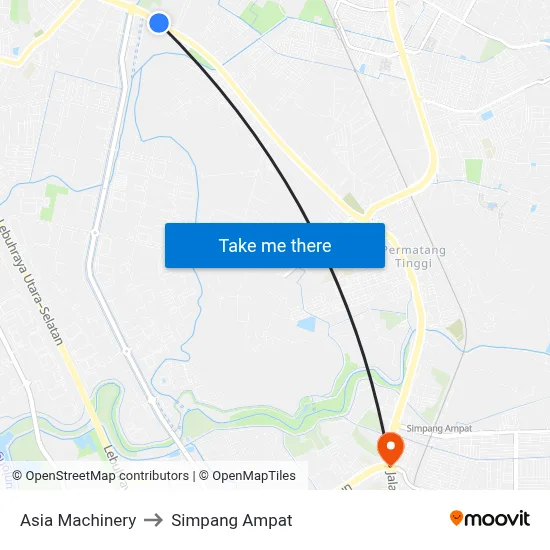 Asia Machinery to Simpang Ampat map