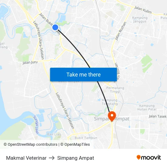 Makmal Veterinar to Simpang Ampat map