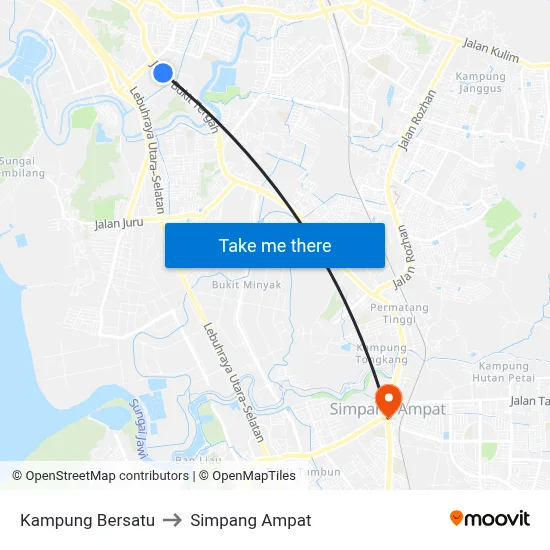 Kampung Bersatu to Simpang Ampat map