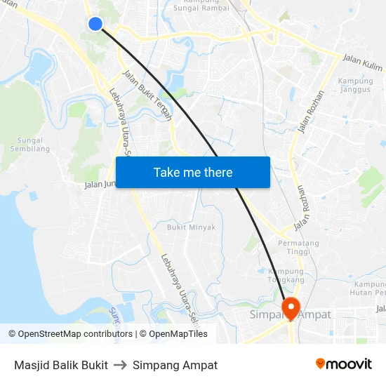 Masjid Balik Bukit to Simpang Ampat map