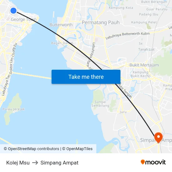 Kolej Msu to Simpang Ampat map