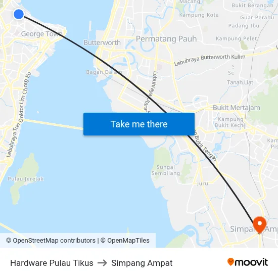 Hardware Pulau Tikus to Simpang Ampat map