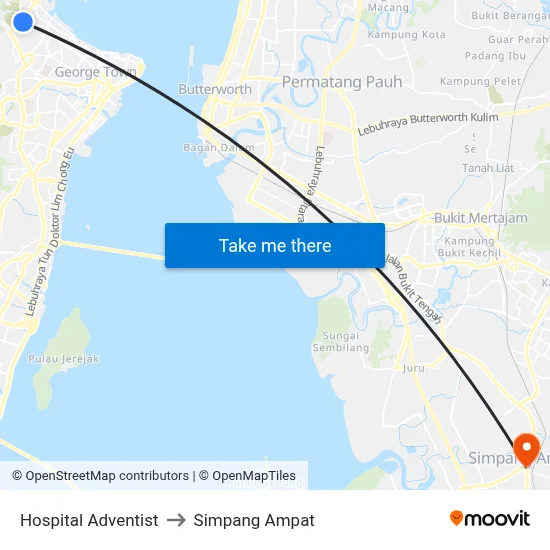 Hospital Adventist to Simpang Ampat map
