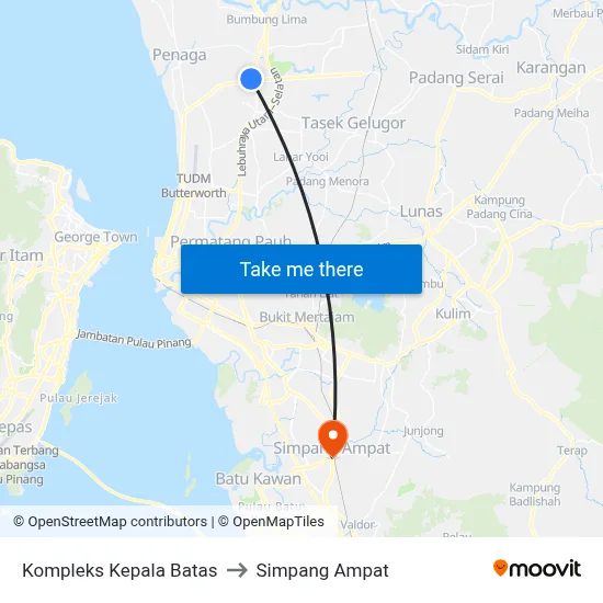 Kompleks Kepala Batas to Simpang Ampat map