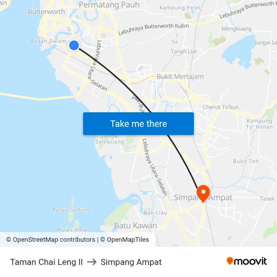 Taman Chai Leng II to Simpang Ampat map