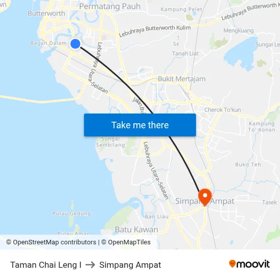 Taman Chai Leng I to Simpang Ampat map