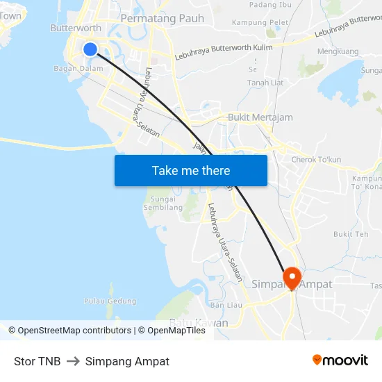 Stor TNB to Simpang Ampat map