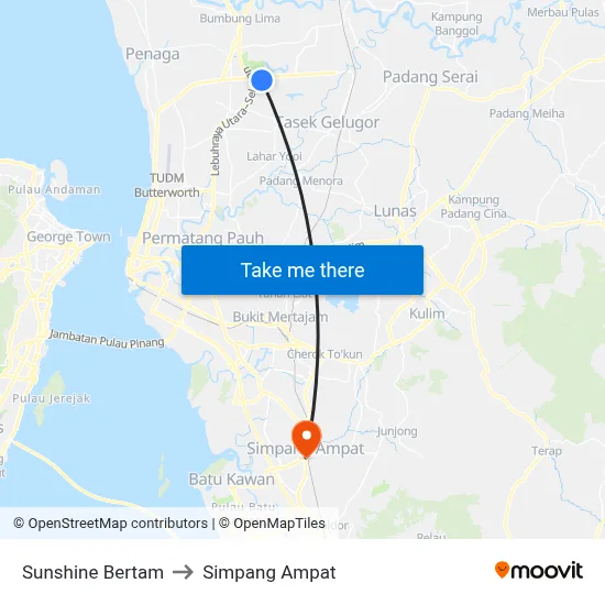 Sunshine Bertam to Simpang Ampat map