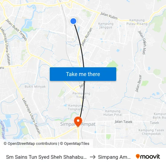 Sm Sains Tun Syed Sheh Shahabudin to Simpang Ampat map
