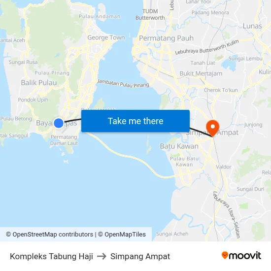 Kompleks Tabung Haji to Simpang Ampat map