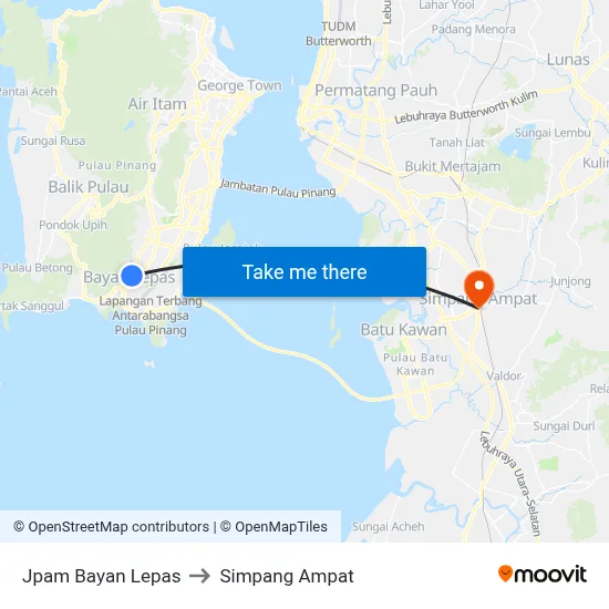 Jpam Bayan Lepas to Simpang Ampat map