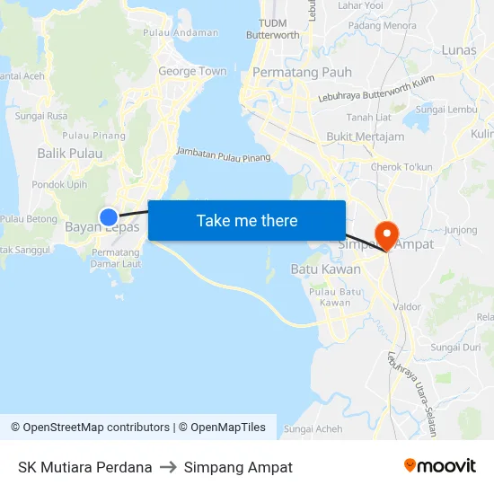 SK Mutiara Perdana to Simpang Ampat map