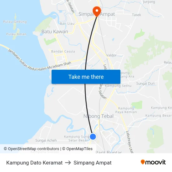 Kampung Dato Keramat to Simpang Ampat map
