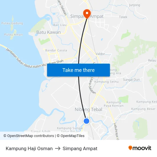 Kampung Haji Osman to Simpang Ampat map