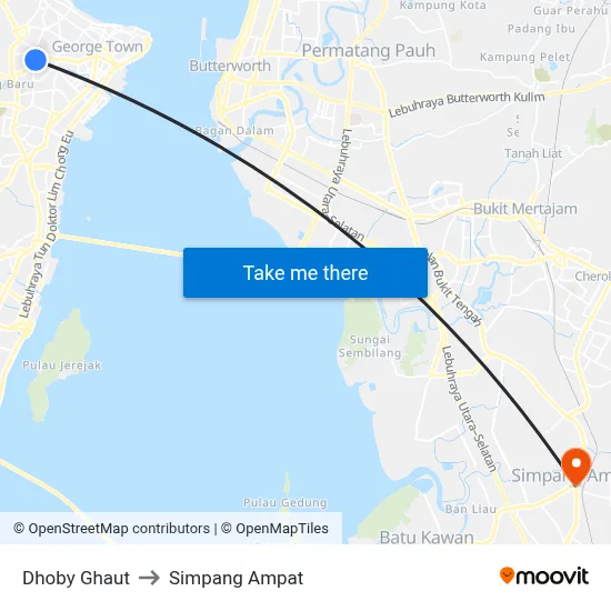 Dhoby Ghaut to Simpang Ampat map