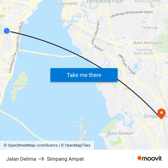 Jalan Delima to Simpang Ampat map