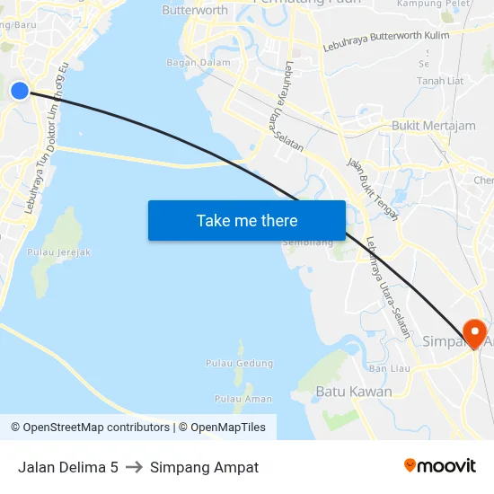 Jalan Delima 5 to Simpang Ampat map