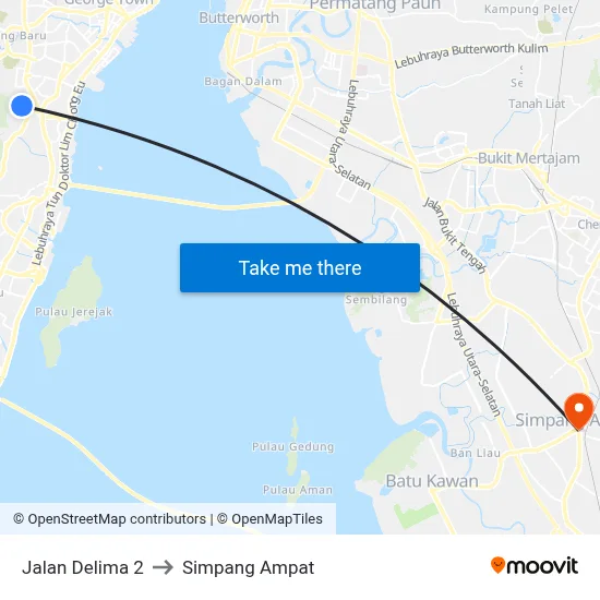 Jalan Delima 2 to Simpang Ampat map