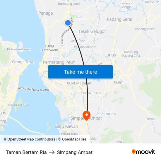 Taman Bertam Ria to Simpang Ampat map