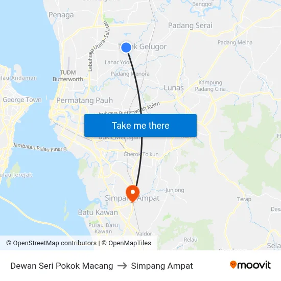 Dewan Seri Pokok Macang to Simpang Ampat map