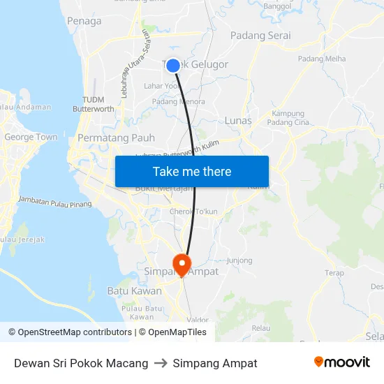 Dewan Sri Pokok Macang to Simpang Ampat map