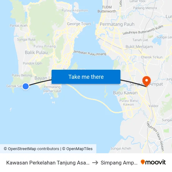 Kawasan Perkelahan Tanjung Asam to Simpang Ampat map