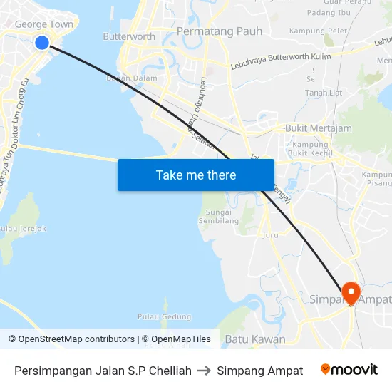 Persimpangan Jalan S.P Chelliah to Simpang Ampat map