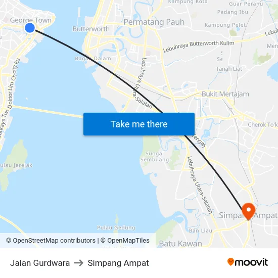 Jalan Gurdwara to Simpang Ampat map