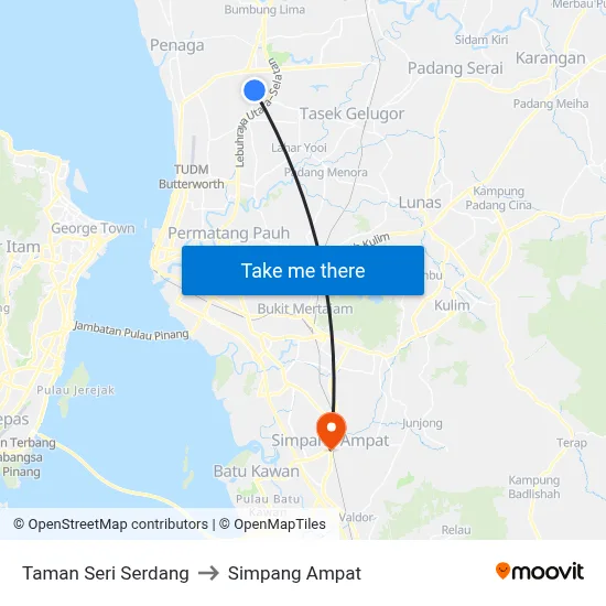 Taman Seri Serdang to Simpang Ampat map
