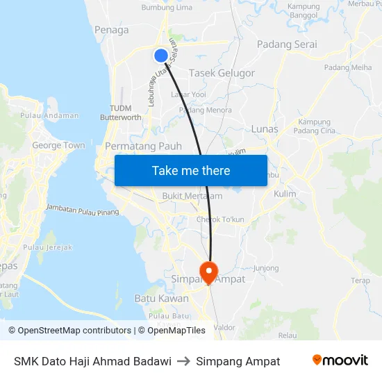 SMK Dato Haji Ahmad Badawi to Simpang Ampat map