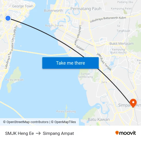 SMJK Heng Ee to Simpang Ampat map