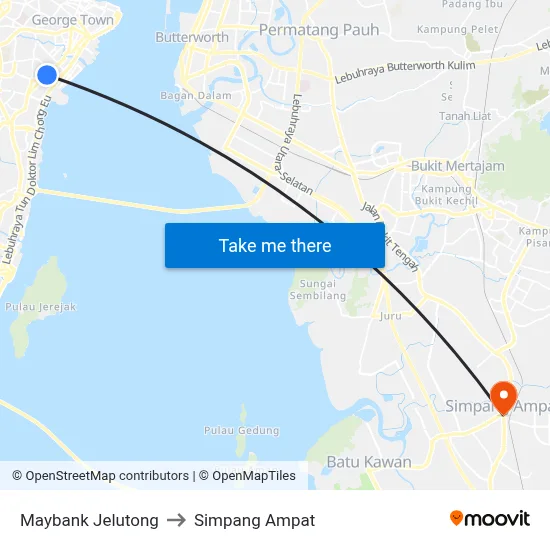 Maybank Jelutong to Simpang Ampat map