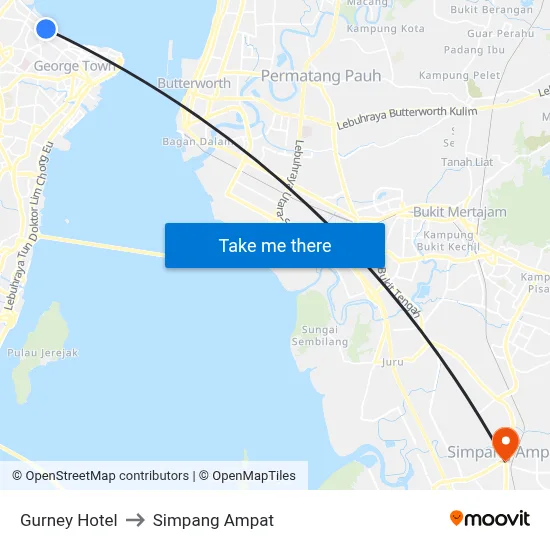 Gurney Hotel to Simpang Ampat map